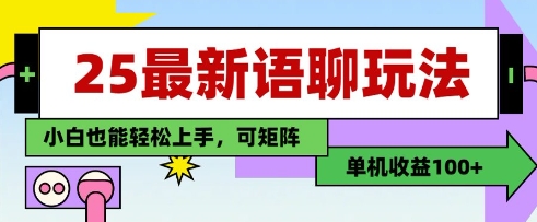 25年最新语聊玩法，纯手工，单机收益100+，小白也能轻松上手，可矩阵操作-大兵轻创资源库