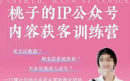 桃子IP公众号内容获客训练营(第3期)，一门让你公众号从0到商业闭环的课程-大兵轻创资源库