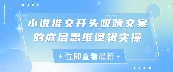 小说推文开头吸睛文案的底层思维逻辑实操-大兵轻创资源库