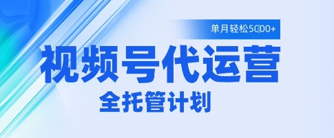 视频号代运营2.0，全程托管招募，单月轻松变现5k【揭秘】-大兵轻创资源库