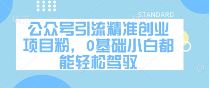 公众号引流精准创业项目粉，0基础小白都能轻松驾驭-大兵轻创资源库