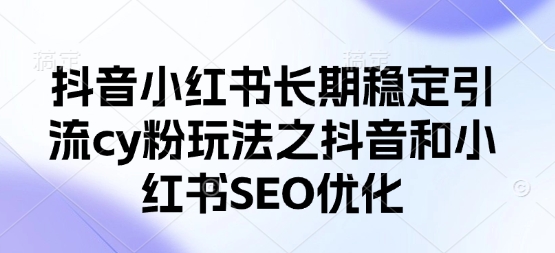 抖音小红书长期稳定引流cy粉玩法之抖音和小红书SEO优化-大兵轻创资源库