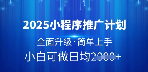 2025小程序推广计划，全面升级，简单上手，日均多张【揭秘】-大兵轻创资源库