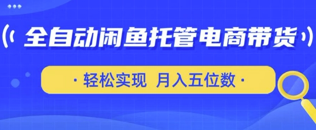 全自动闲鱼托管式电商带货，只需一部安卓手机和一个闲鱼号，轻松实现月入五位数【揭秘】-大兵轻创资源库
