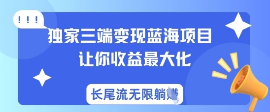 独家三端变现蓝海项目，让你收益最大化，长尾流无限躺挣-大兵轻创资源库
