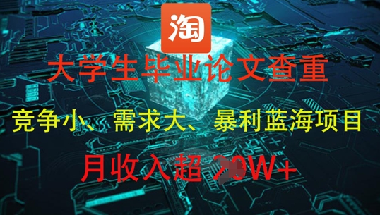 大学生毕业论文查重，暴利蓝海项目，月收入过1W+-大兵轻创资源库