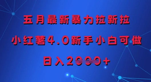 五月最新暴力拉新拉，小红薯4.0新手小白可做，日入多张-大兵轻创资源库