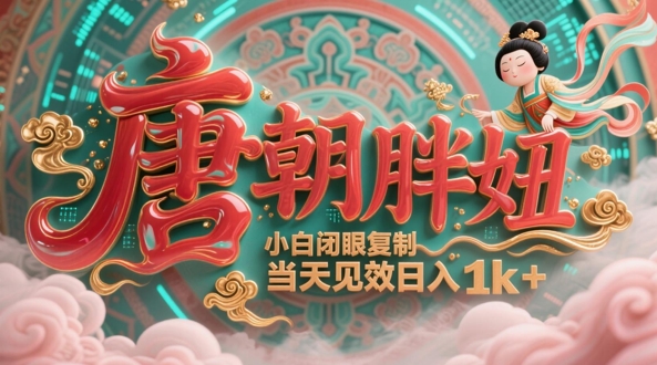 用AI克隆“唐朝胖妞”日更3条，平台疯狂推流，小白闭眼复制，当天见效，日入1k+-大兵轻创资源库