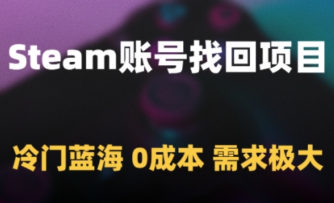 Steam账号找回项目，冷门蓝海，0成本，需求极大-大兵轻创资源库
