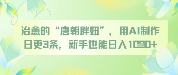 治愈的“唐朝胖妞”，用AI制作日更3条，新手也能日入多张-大兵轻创资源库
