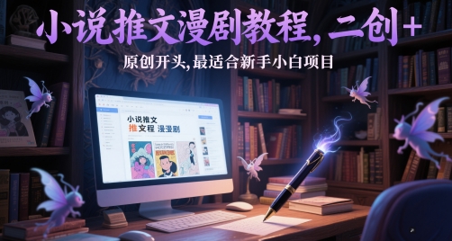 小说推文漫剧教程，二创+原创开头，最适合新手小白项目-大兵轻创资源库