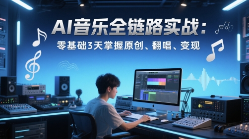 AI音乐全链路实战变现课：零基础3天掌握原创、翻唱、变现-大兵轻创资源库