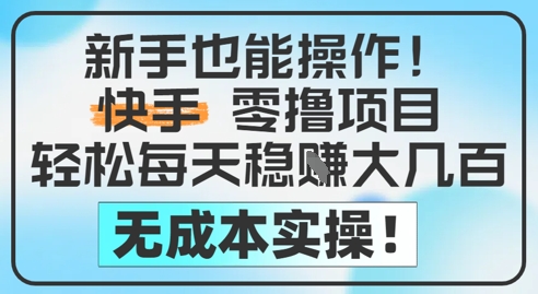 新手也能操作，快手零撸挣米，轻松每天挣2-5张，完全无成本-大兵轻创资源库