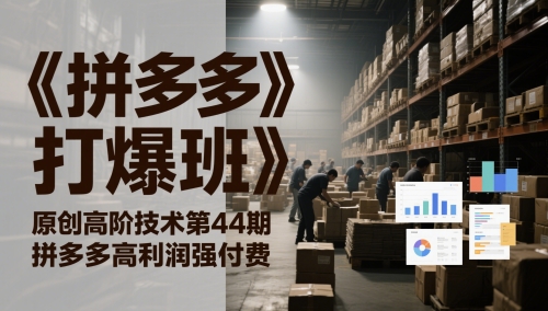 《拼多多打爆班》原创高阶技术第44期，拼多多高利润强付费-大兵轻创资源库