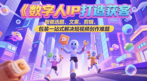 数字人IP打造获客变现实操课，智能选题、文案、剪辑、包装一站式解决短视频创作难题-大兵轻创资源库