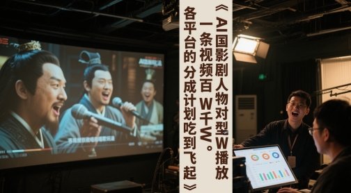AI三国影视剧人物对口型唱歌玩法，一条视频百W千W播放，各平台的分成计划吃到飞起-大兵轻创资源库