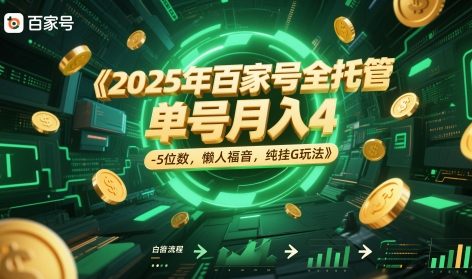 2025年百家号全托管，单号月入4-5位数，懒人福音，纯挂G玩法【揭秘】-大兵轻创资源库