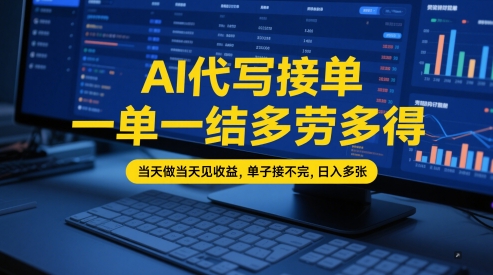 AI代写接单，一单一结多劳多得，当天做当天见收益，单子接不完，日入多张【全网最全实操课程】-大兵轻创资源库