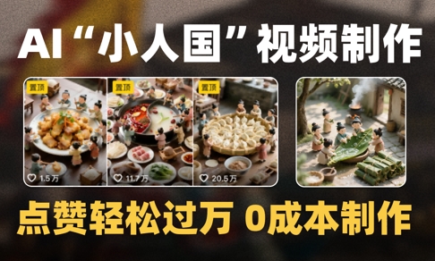 爆款1000W+播放微缩景观迷你小人国AI视频0成本制作全流程教学-大兵轻创资源库