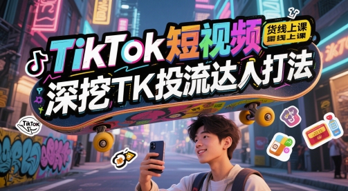 TikTok短视频带货线上课，深挖TK投流达人打法-大兵轻创资源库