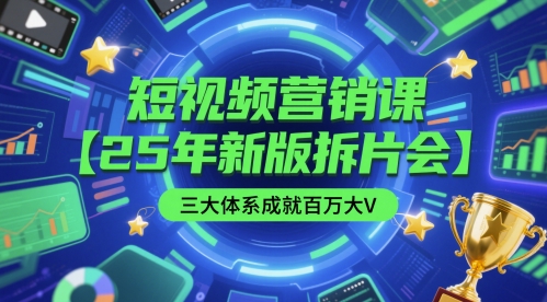 短视频营销课【25年新版拆片会】三大体系成就百万大V，包含正课、拆片会、手把手教学直播课等-大兵轻创资源库
