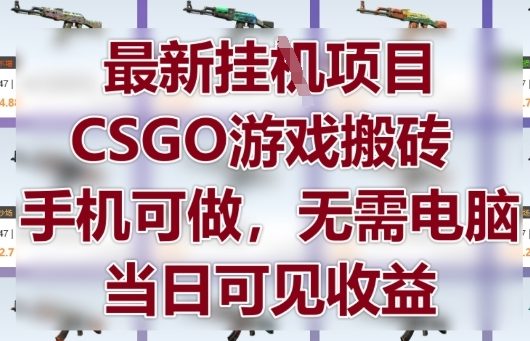 最新挂G项目，CSGO游戏搬砖，手机可做，无需电脑，当日见收益【揭秘】-大兵轻创资源库