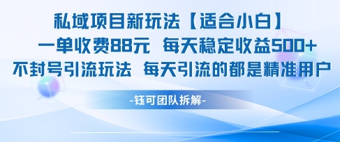 私域项目新玩法【适合小白】 一单收费88.每天稳定收益几张-大兵轻创资源库