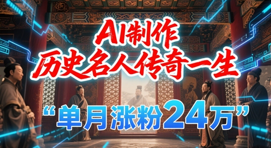 暴力起号！用AI制作历史名人传奇一生，单月涨粉24W，涨粉+变现赛道黑马来了-大兵轻创资源库