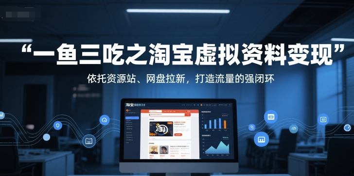 一鱼三吃之淘宝虚拟资料变现，依托资源站、网盘拉新，打造流量的强闭环-大兵轻创资源库