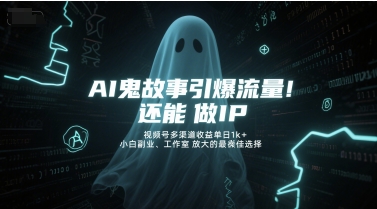 AI鬼故事引爆流量，还能做IP，视频号多渠道收益单日1k+，小白副业、工作室放大的最佳选择-大兵轻创资源库