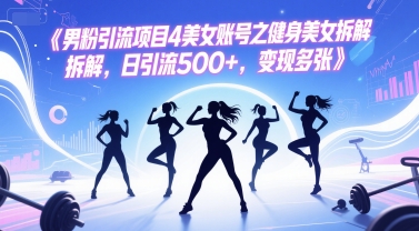 男粉引流项目4美女账号之健身美女拆解，日引流500+，变现多张-大兵轻创资源库
