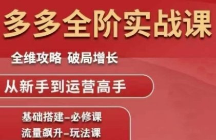 拼多多全阶实战课程，全维攻略，破局增长，从新手到运营高手-大兵轻创资源库