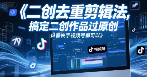 短视频二创去重剪辑法，搞定二创作品过原创，抖音快手视频号都可以-大兵轻创资源库