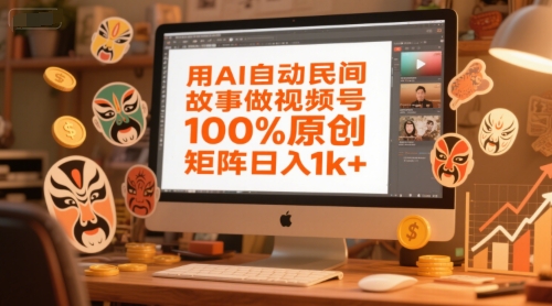 用AI自动民间故事做视频号，100%原创，矩阵日入1k+-大兵轻创资源库