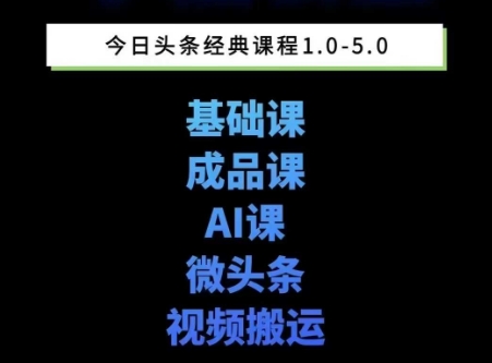 头条图文课1-5期教你头条图文写作、微头条、视频搬运变现，适合新手快速起号玩法-大兵轻创资源库