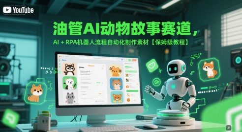 油管AI动物故事赛道，AI+RPA机器人流程自动化制作素材【保姆级教程】-大兵轻创资源库