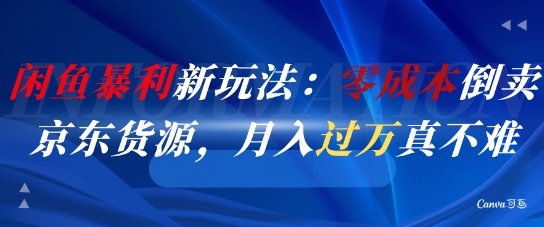 闲鱼暴利新玩法：零成本倒卖京东货源，月入过1W真不难-大兵轻创资源库