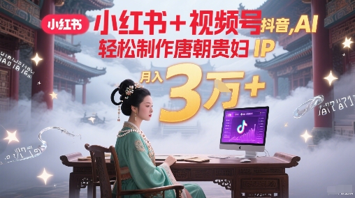 小红书+视频号+抖音，AI轻松制作唐朝贵妇IP，每天30分钟，轻松产出N条，月入3W+-大兵轻创资源库