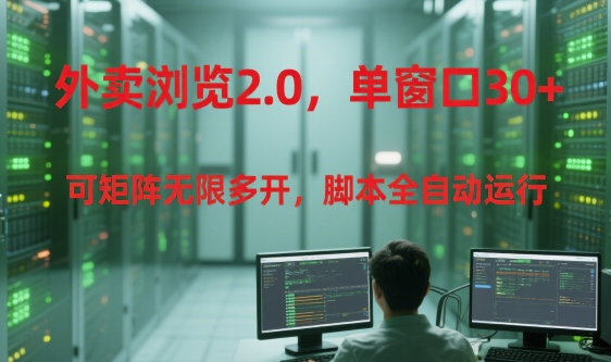 外卖浏览2.0，单窗口30+可矩阵无限多开，脚本全自动运行【揭秘】-大兵轻创资源库