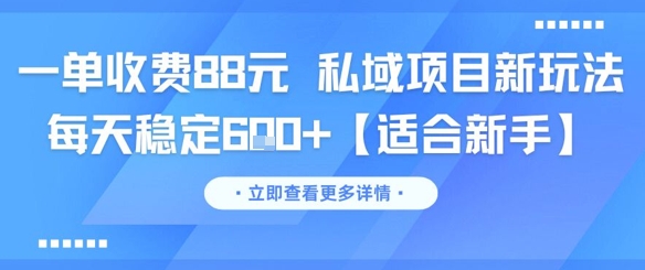 一单收费88元 私域项目新玩法 每天稳定6张+【适合新手】-大兵轻创资源库