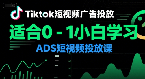 Tiktok短视频广告投放，适合0-1小白学习ADS短视频投放课-大兵轻创资源库