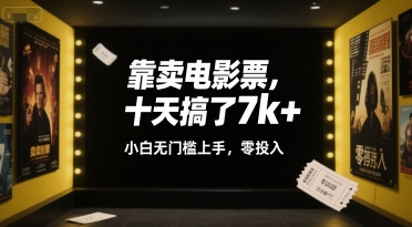 靠卖电影票，十天搞了7k+，小白无门槛上手，零投入【揭秘】-大兵轻创资源库