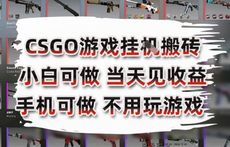 CSGO游戏挂G搬砖，小白纯手机即可操作，不用电脑打游戏，日入3张+，副业网创项目【揭秘】-大兵轻创资源库