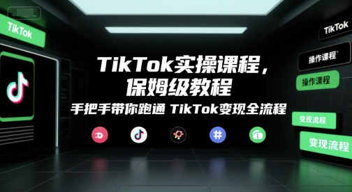 TikTok实操课程，保姆级教程，手把手带你跑通TikTok变现全流程-大兵轻创资源库