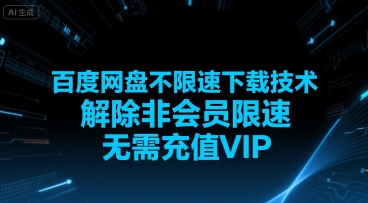 百度网盘不限速下载技术，解除非会员限速，无需充值VIP-大兵轻创资源库