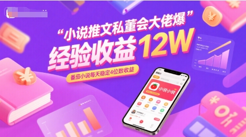 小说推文私董会大佬爆单经验分享收益12W，番茄小说每天稳定4位数收益-大兵轻创资源库