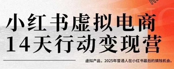 小红书虚拟电商14天变现训练营，虚拟产品，2025年普通人在小红书最后的搞钱机会-大兵轻创资源库