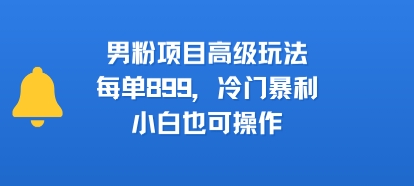 男粉项目高级玩法，每单899，冷门暴利，小白也可操作-大兵轻创资源库