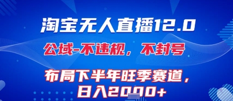 淘宝无人直播12.0，不封号，不违规，布局下半年旺季赛道，日入1k+(独家技术)【揭秘】-大兵轻创资源库