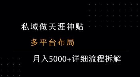 私域做天涯神贴 多平台布局 月入5k+详细流程拆解-大兵轻创资源库